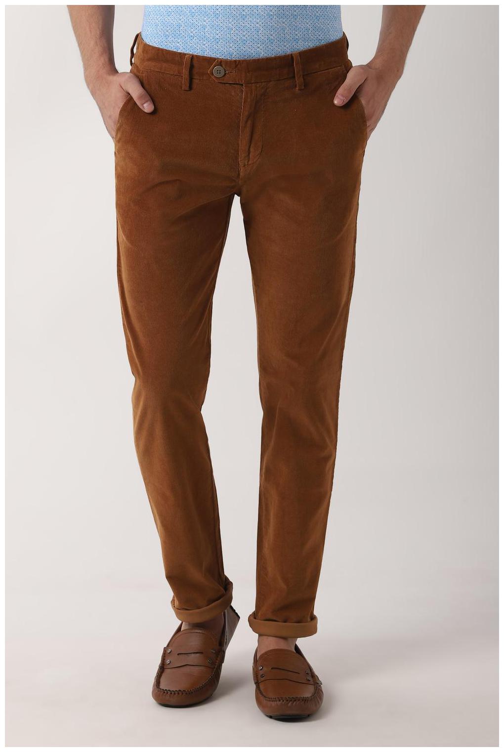 

Peter England Men Brown Solid Slim fit Regular trousers