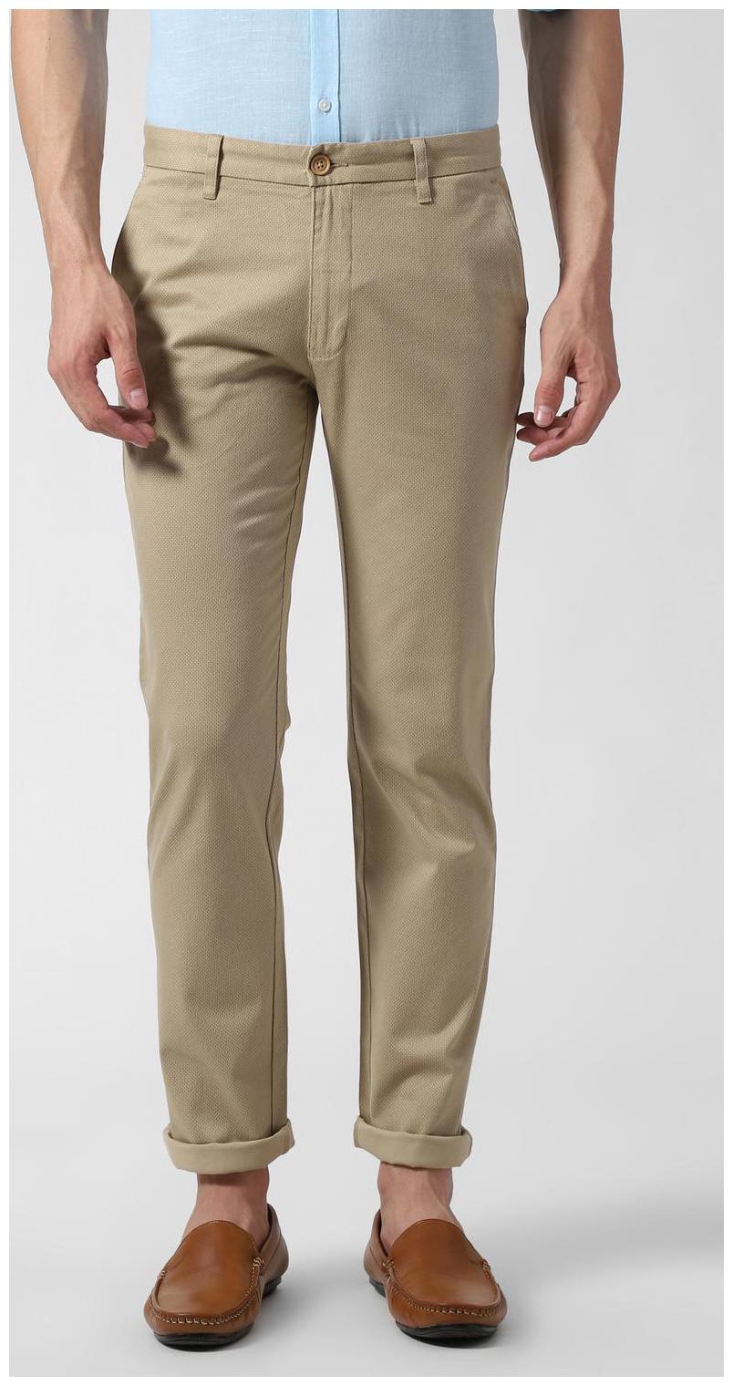 

Peter England Men Beige Printed Slim fit Regular trousers