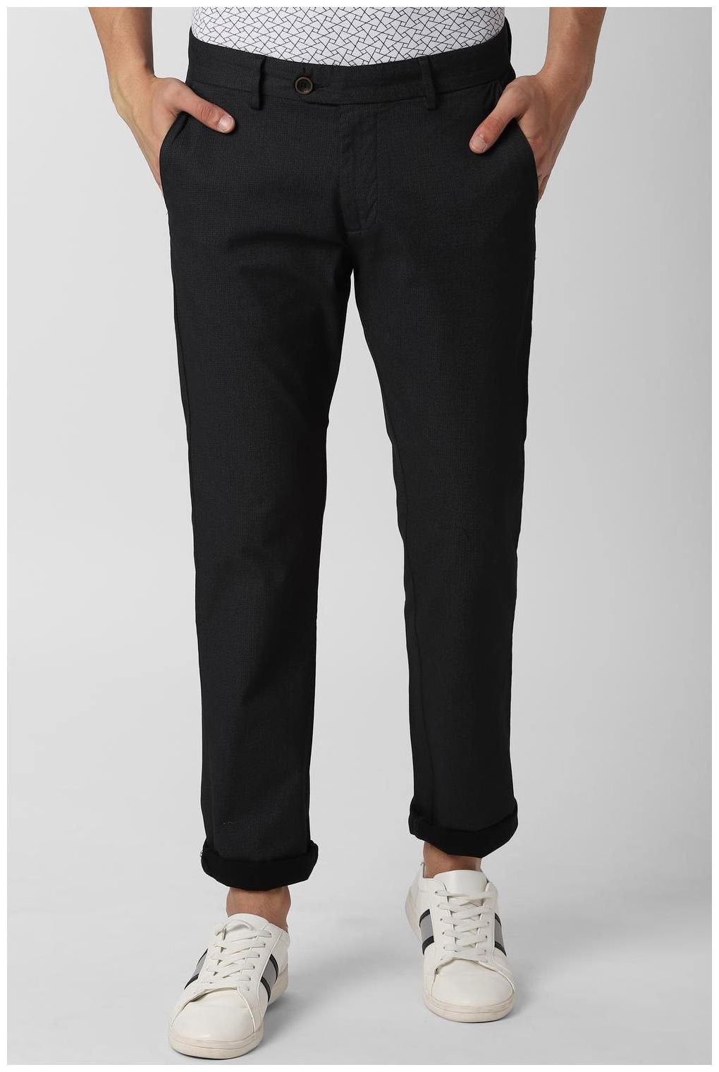 

Peter England Men Black Printed Slim fit Regular trousers