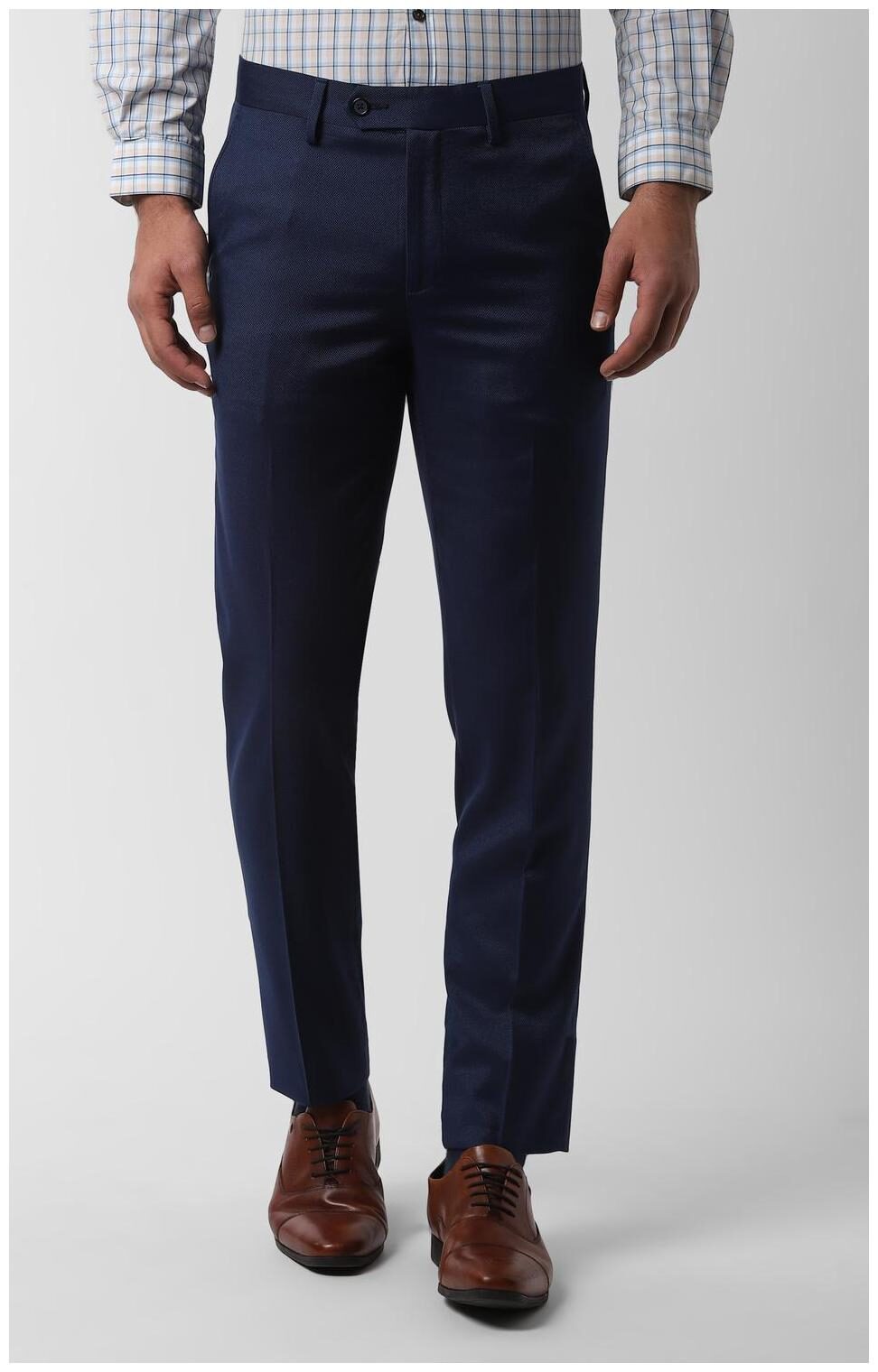 

Peter England Men Textured Slim Fit Formal Trouser - Blue