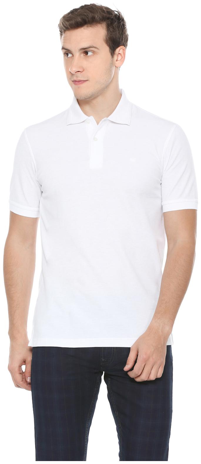 

Peter England Men White Regular fit Cotton Blend Polo collar T-Shirt - Pack Of 1