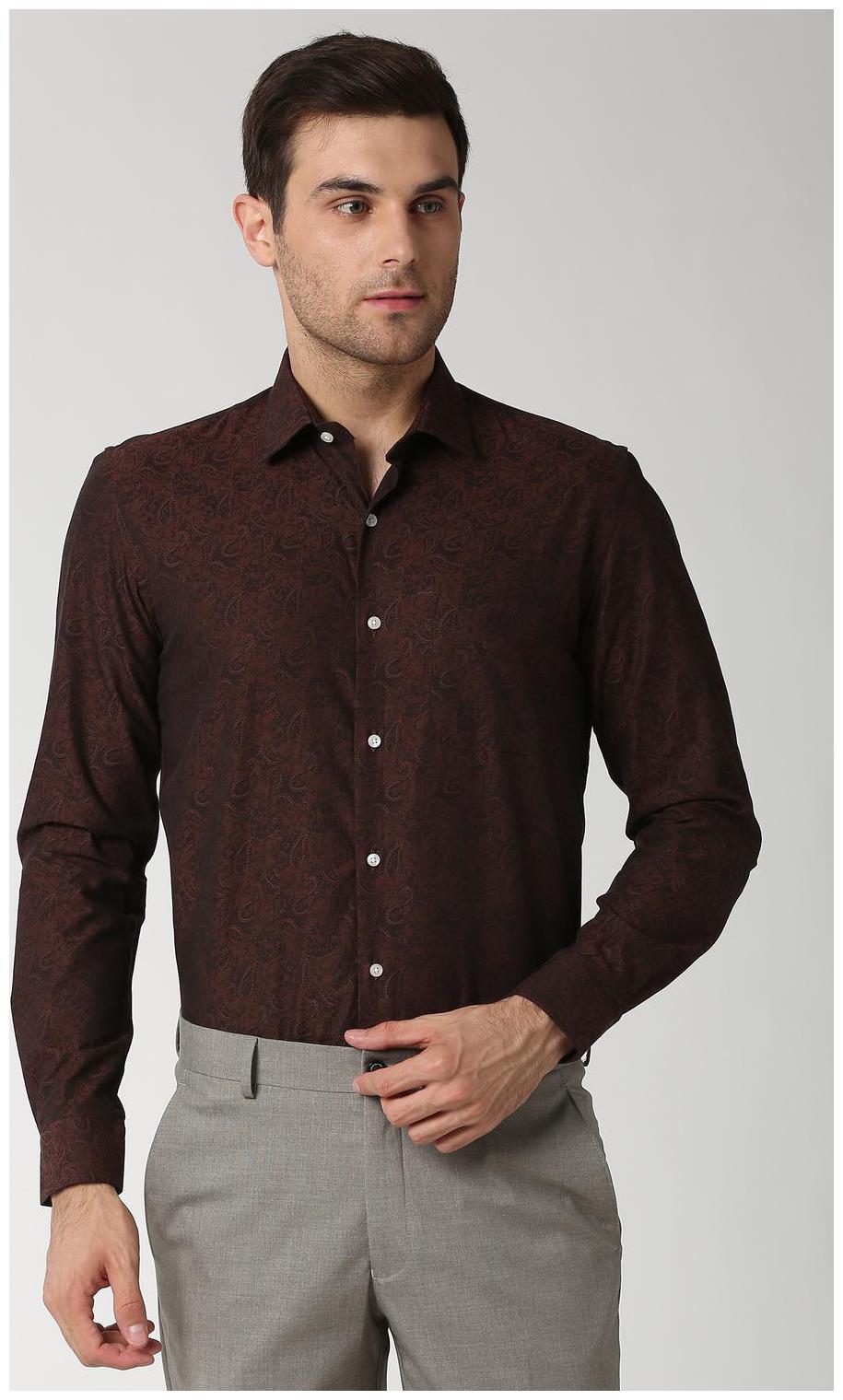 

Peter England Men Slim fit Formal Shirt - Brown