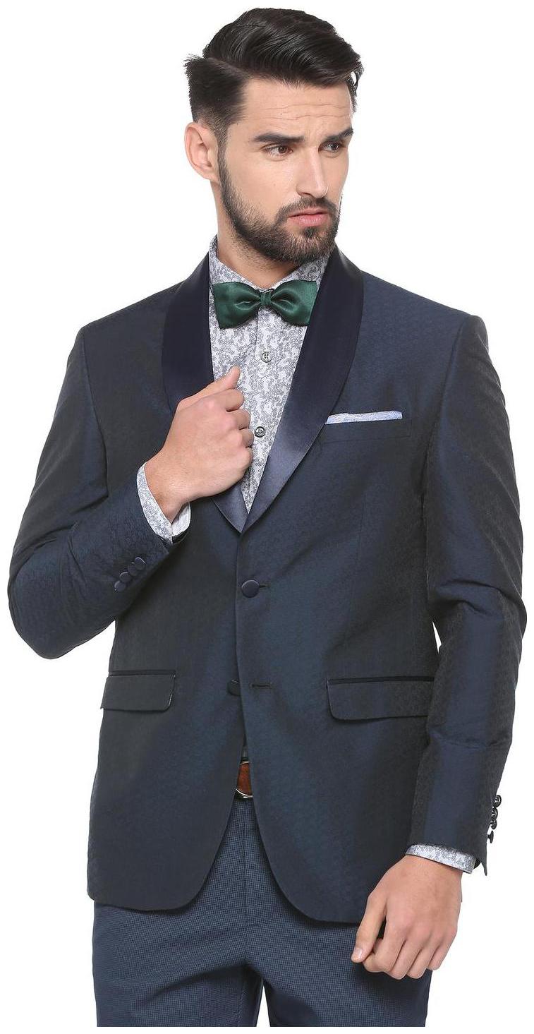 

Peter England Men Blue Textured Slim fit Single Breasted Blazer