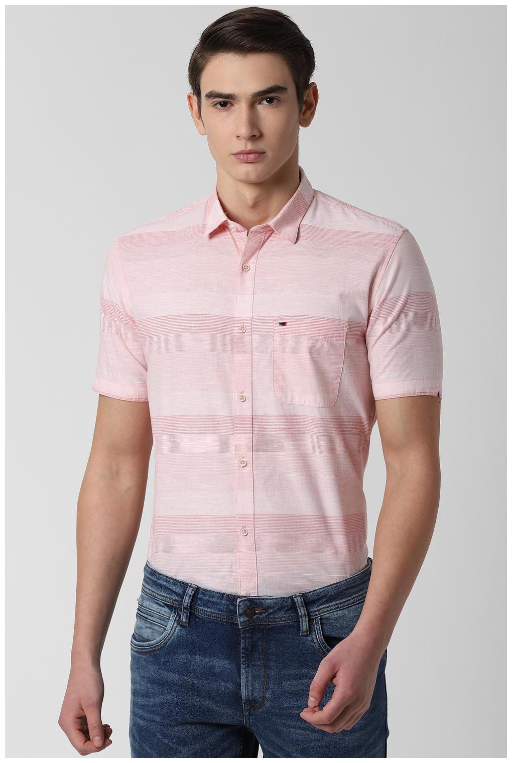 

Peter England Men Pink Horizontal Stripes Slim Fit Casual Shirt