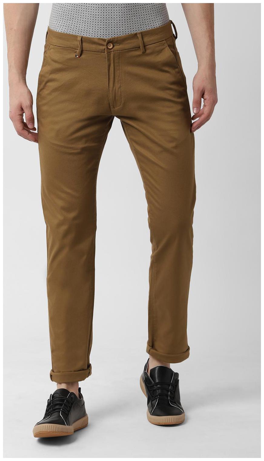 

Peter England Men Beige Textured Slim fit Regular trousers