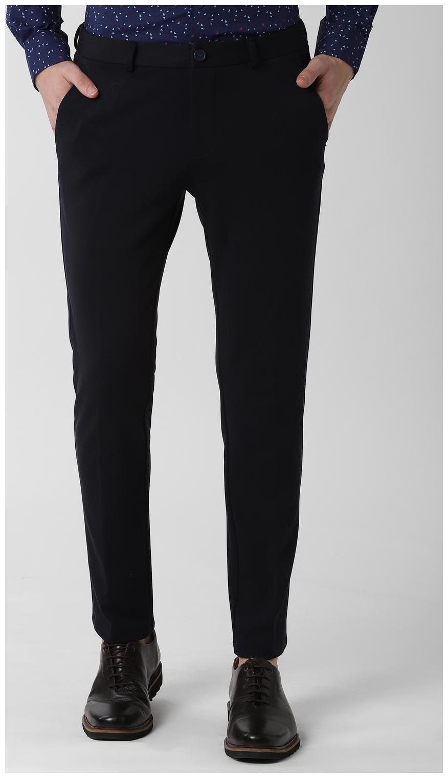 

Peter England Men Blue Textured Slim fit Regular trousers