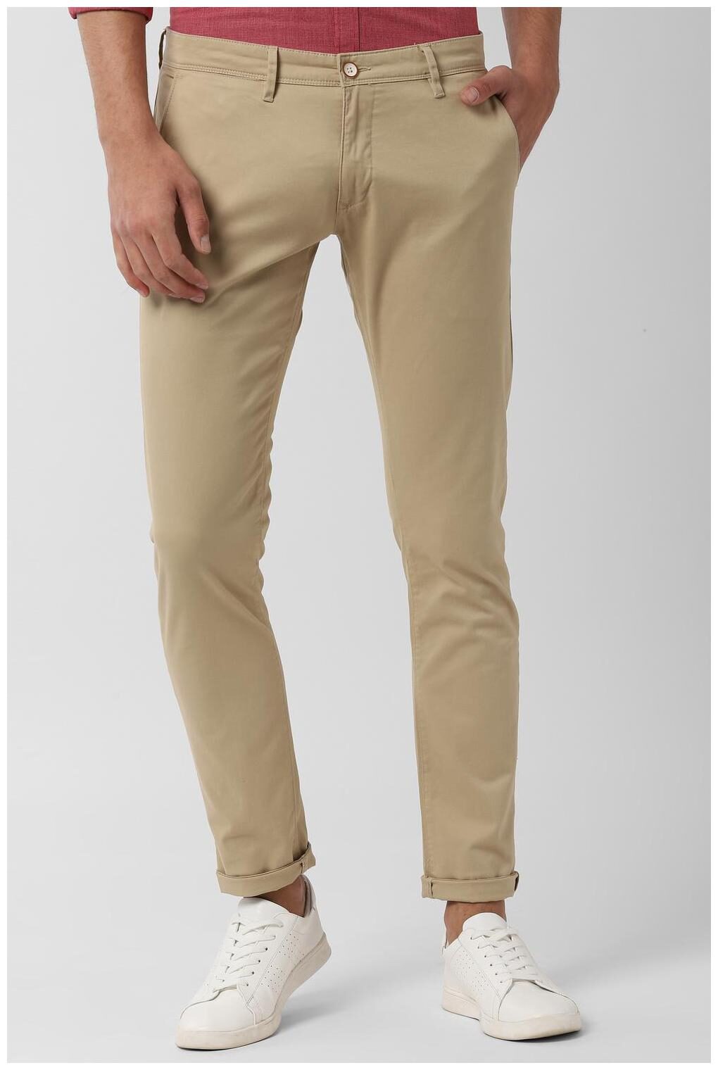 

Peter England Men Beige Solid Skinny fit Regular trousers