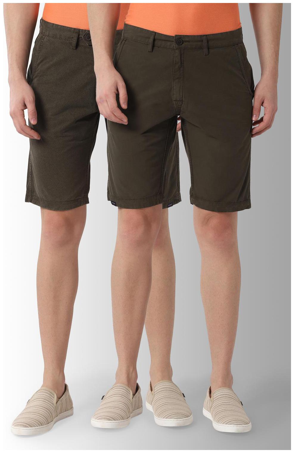 

Peter England Men Green Slim Fit Regular Shorts