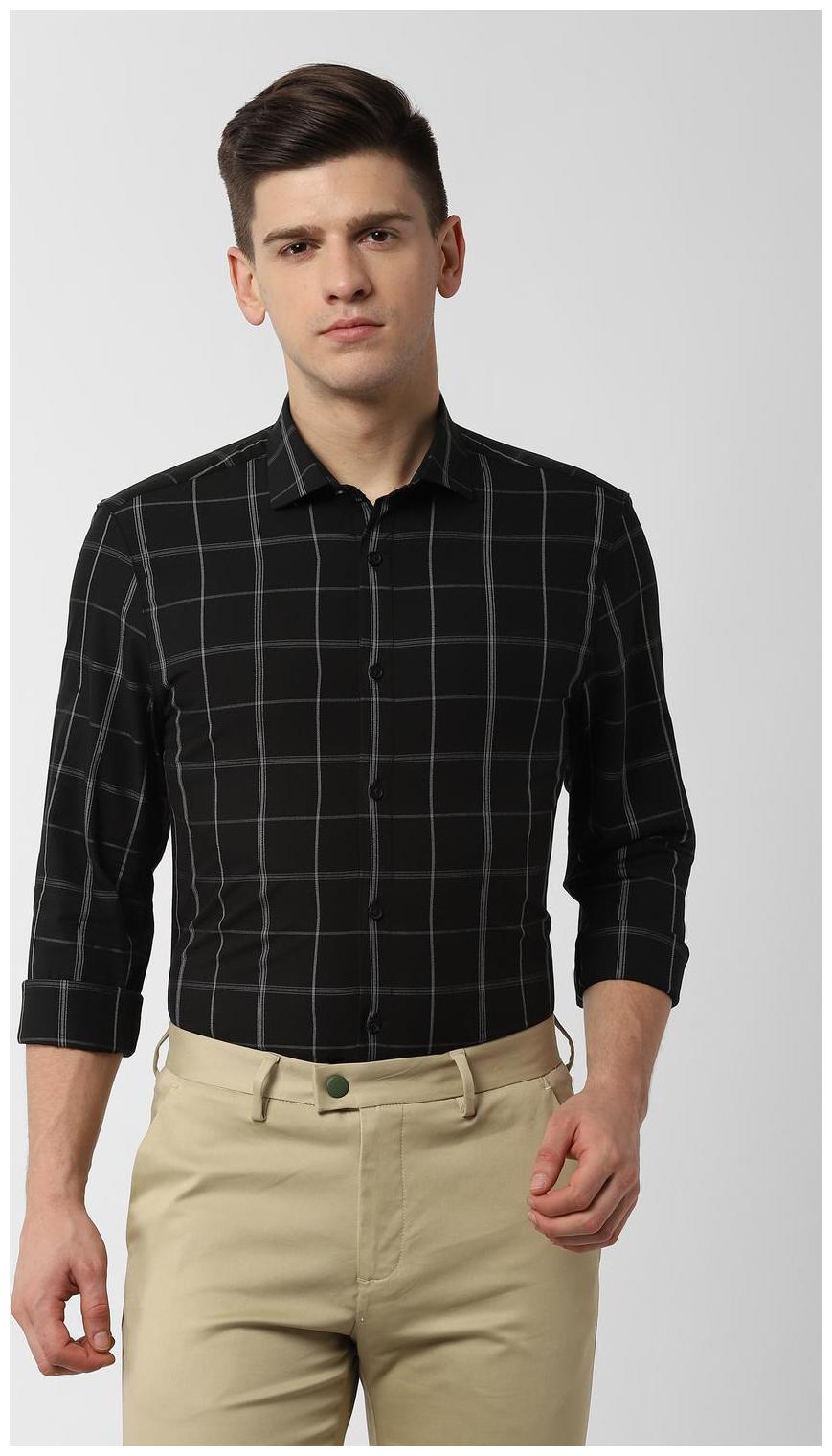 

Peter England Men Black Checked Super Slim Fit Casual Shirt