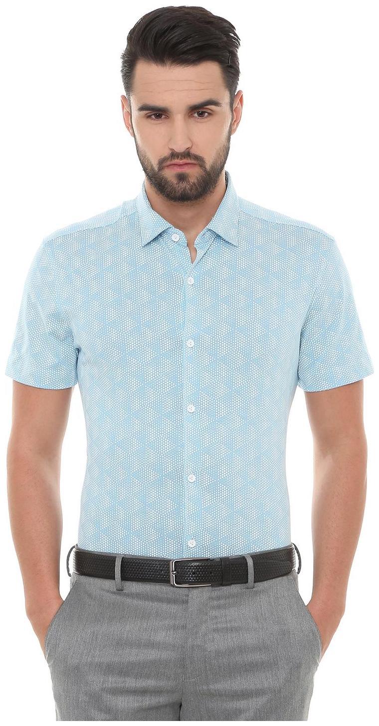 

Peter England Men Super slim fit Formal Shirt - Blue