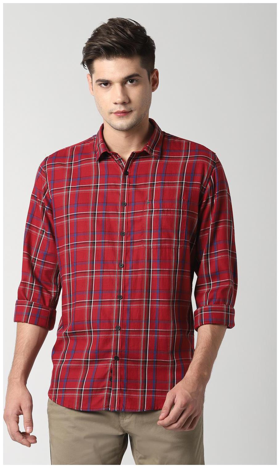 

Peter England Men Red Colorblocked Slim Fit Casual Shirt