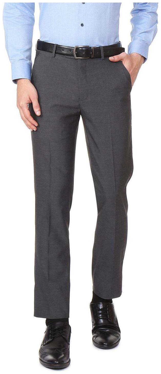 

Peter England Men Solid Slim Fit Formal Trouser - Grey