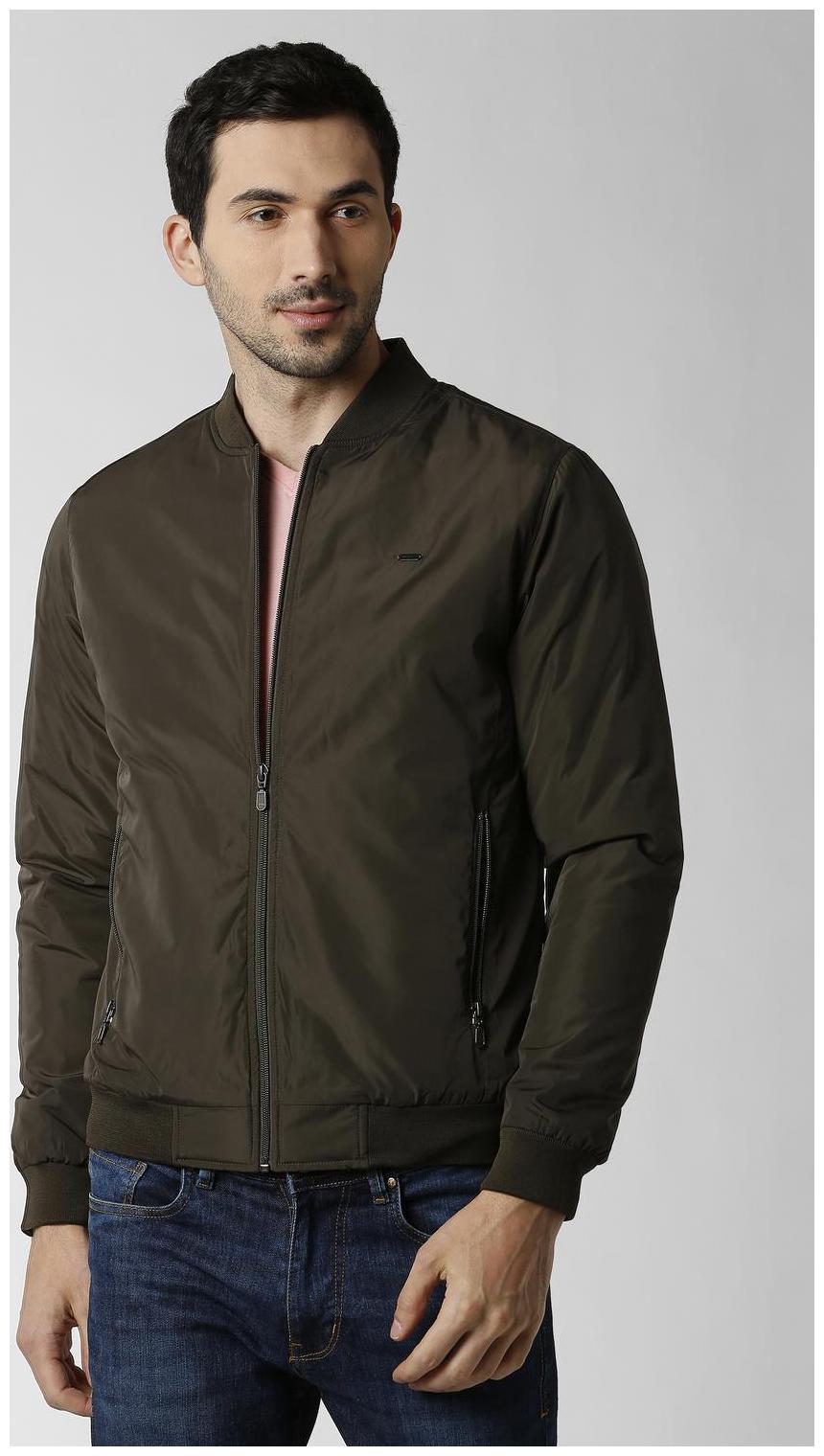 

Peter England Men Brown Solid Bomber jacket