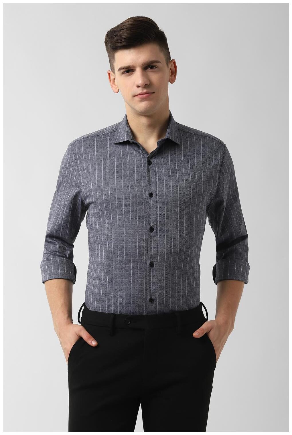 

Peter England Men Super slim fit Formal Shirt - Grey