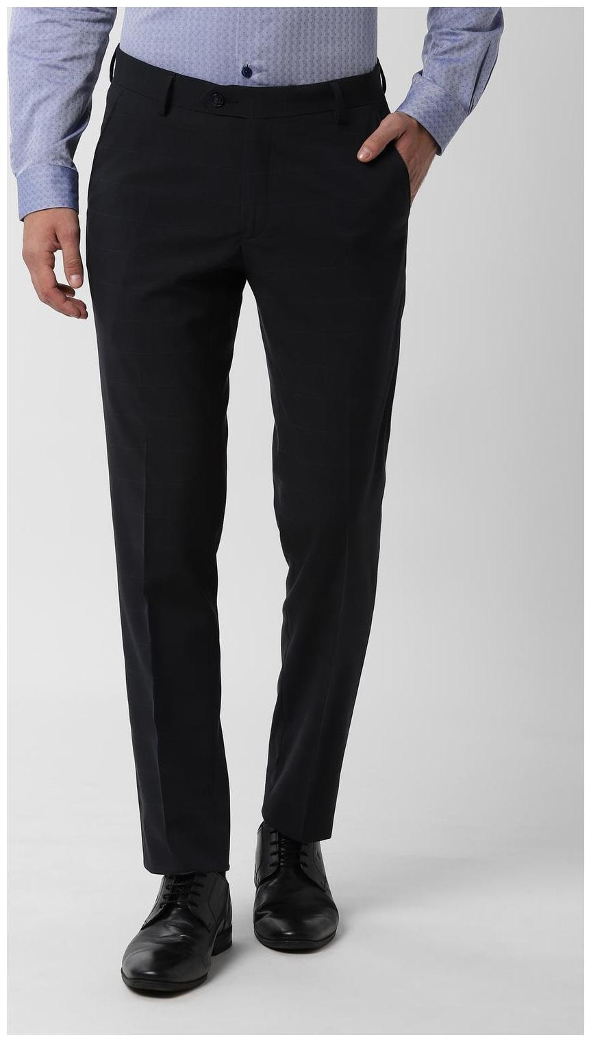 

Peter England Men Checked Slim Fit Formal Trouser - Blue