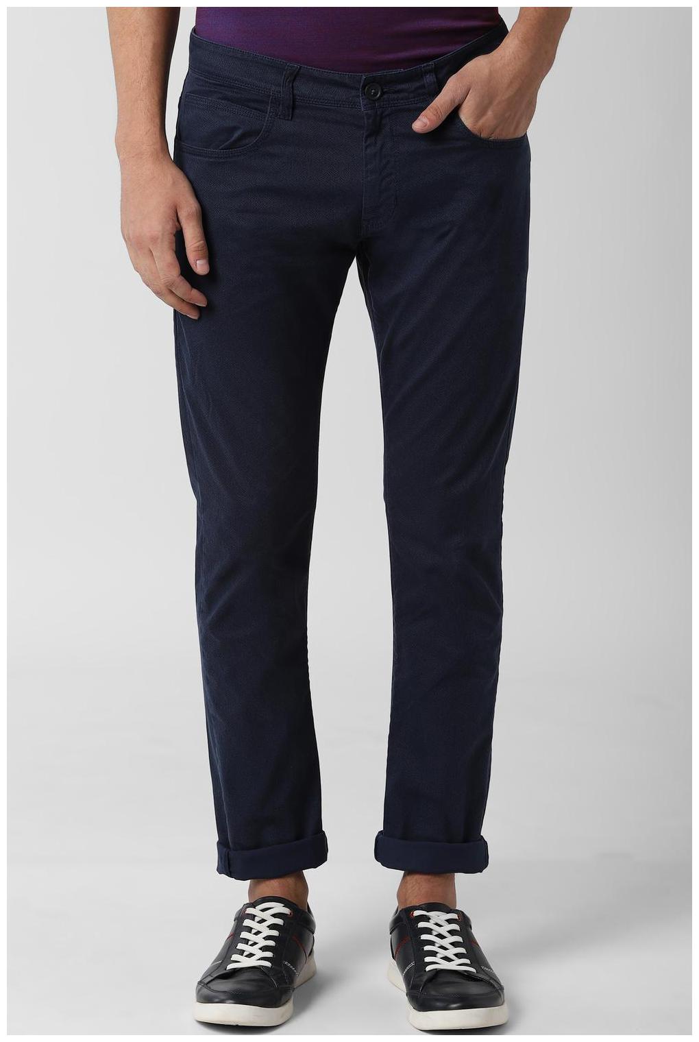 

Peter England Men Blue Printed Skinny fit Regular trousers