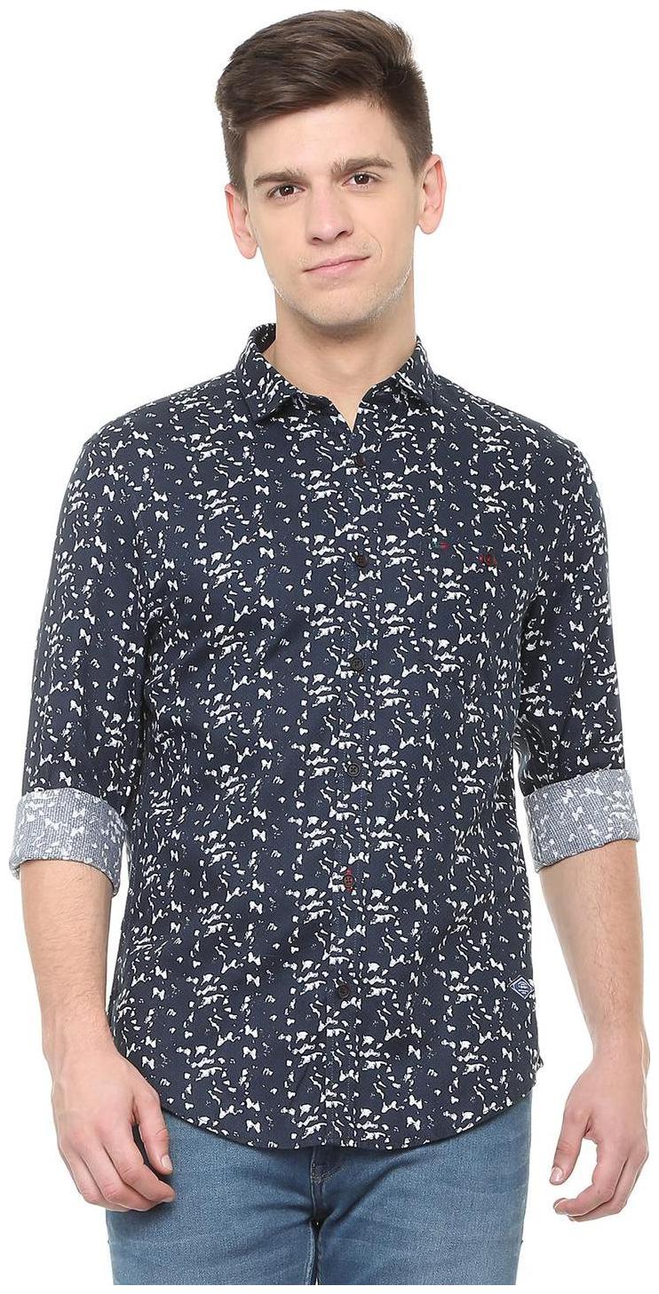 

Peter England Men Blue Printed Slim Fit Casual Shirt