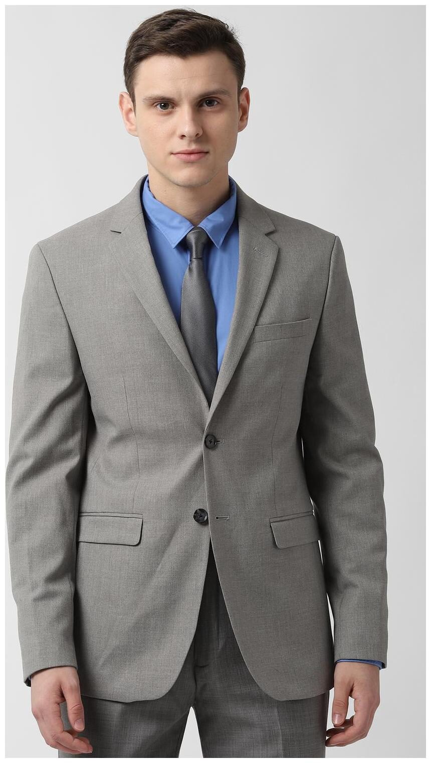 

Peter England Men Grey Textured Slim fit Single Breasted Blazer