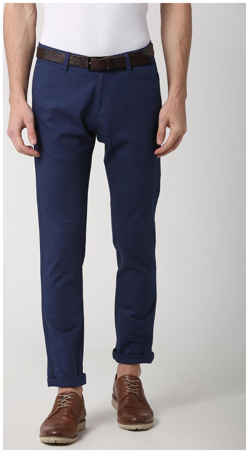 

Peter England Men Blue Textured Slim fit Regular trousers