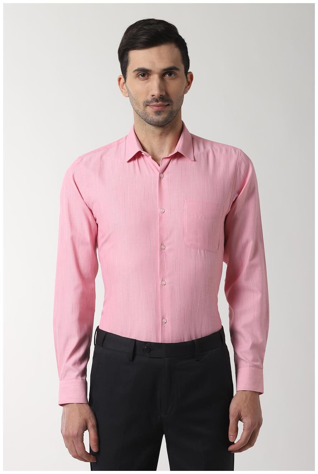 

Peter England Men Slim fit Formal Shirt - Pink