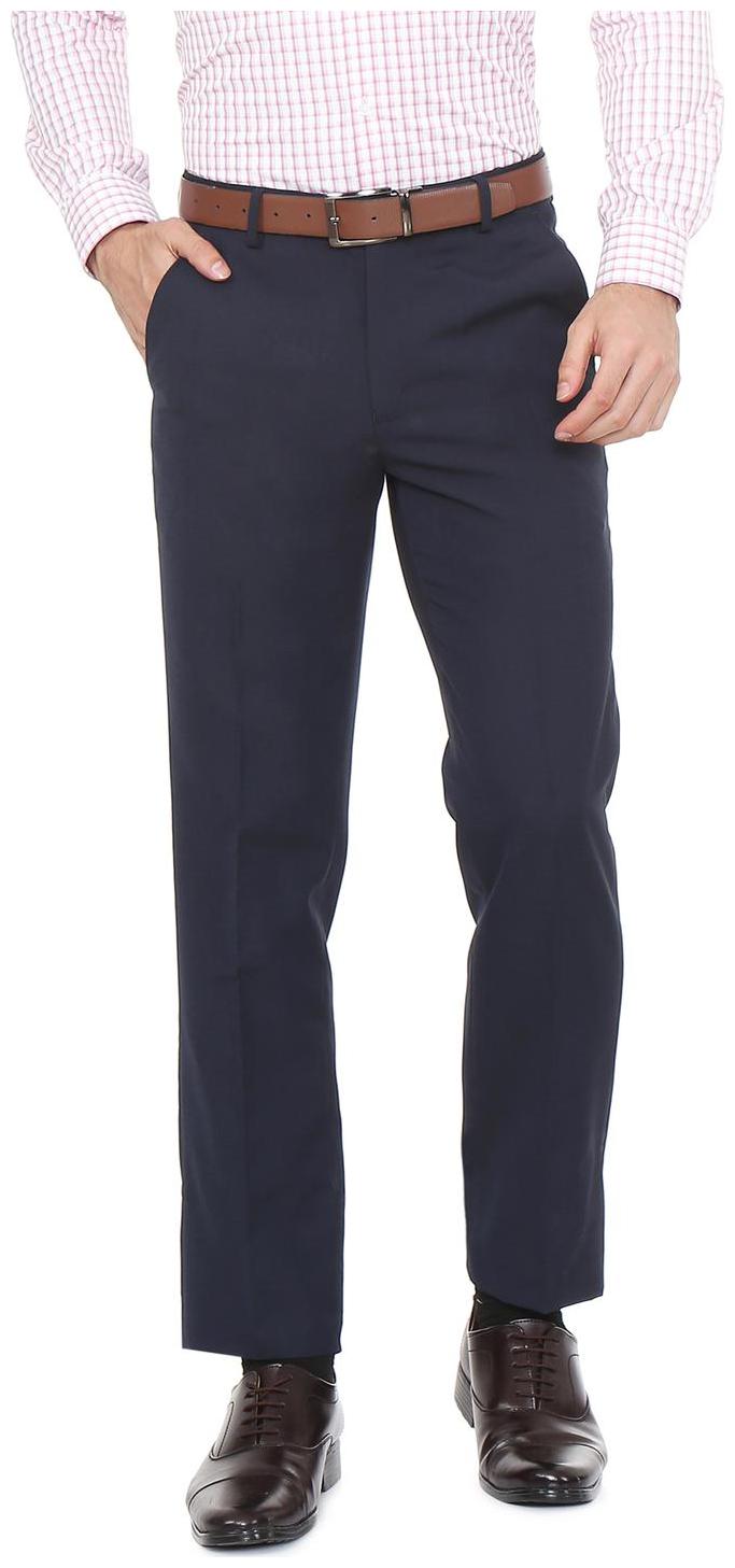 

Peter England Men Solid Slim Fit Formal Trouser - Blue