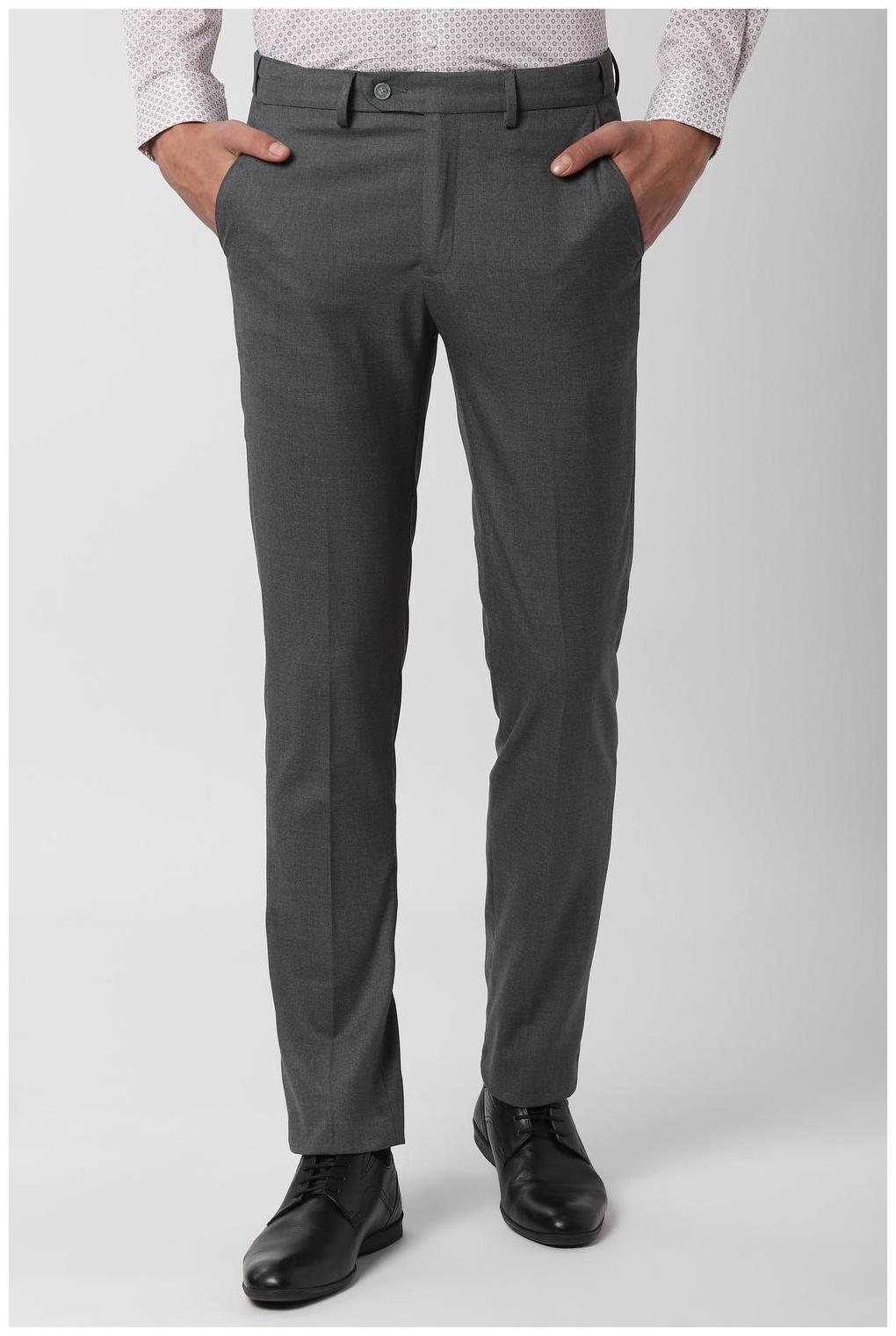 

Peter England Men Solid Slim Fit Formal Trouser - Grey