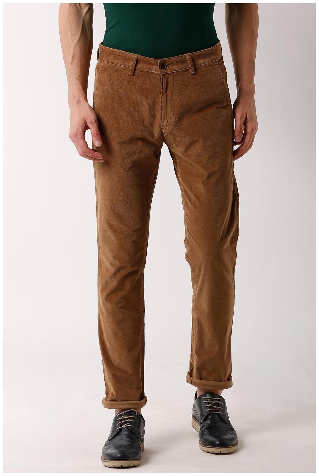 

Peter England Men Maroon Textured Slim fit Regular trousers