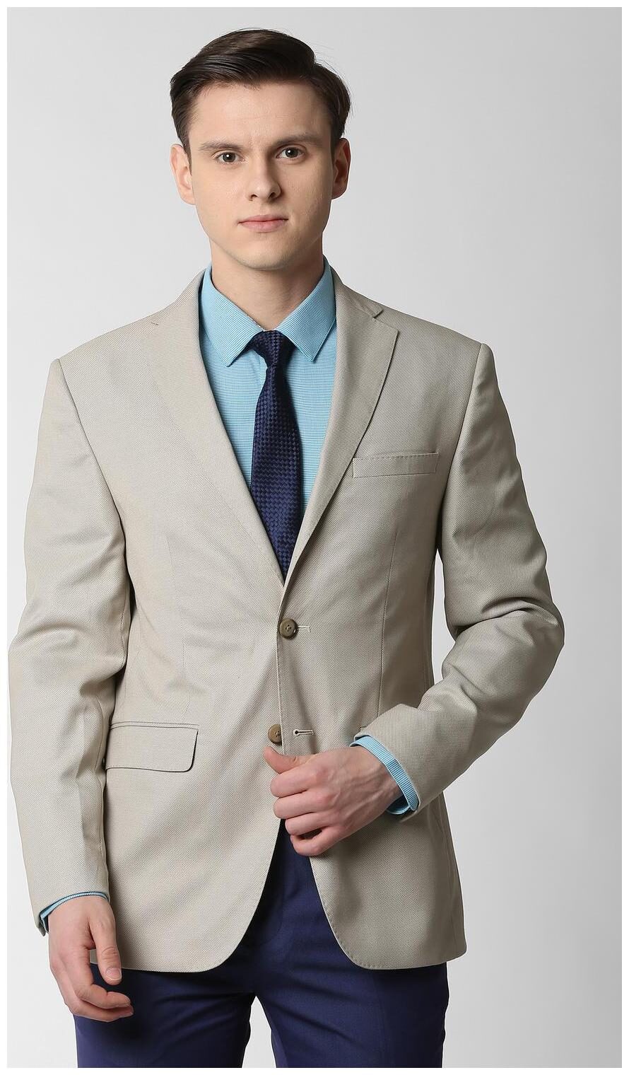 

Peter England Men Grey Textured Slim fit Single Breasted Blazer