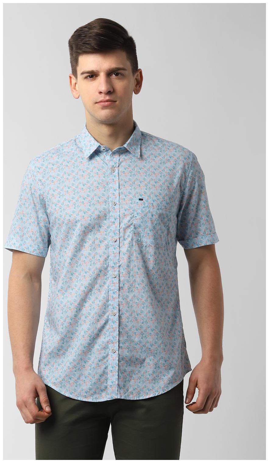 

Peter England Men Blue Printed Slim Fit Casual Shirt