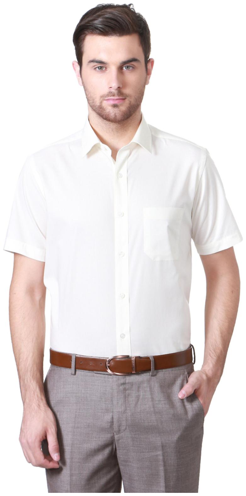

Peter England Men White Solid Regular Fit Casual Shirt
