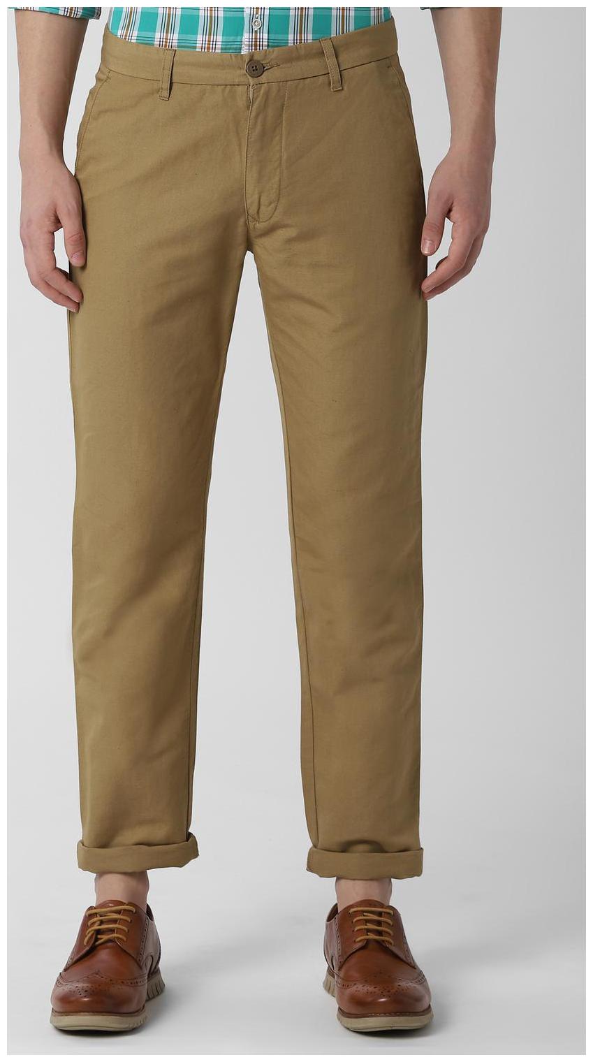 

Peter England Men Green Textured Slim fit Regular trousers