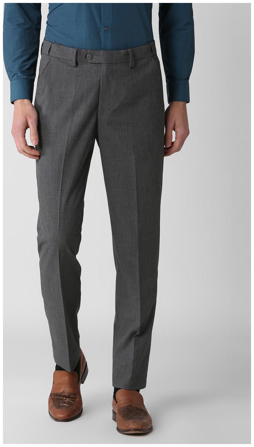 

Peter England Men Textured Slim Fit Formal Trouser - Grey