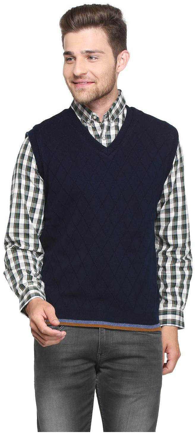

Peter England Men Blue V neck Pullover