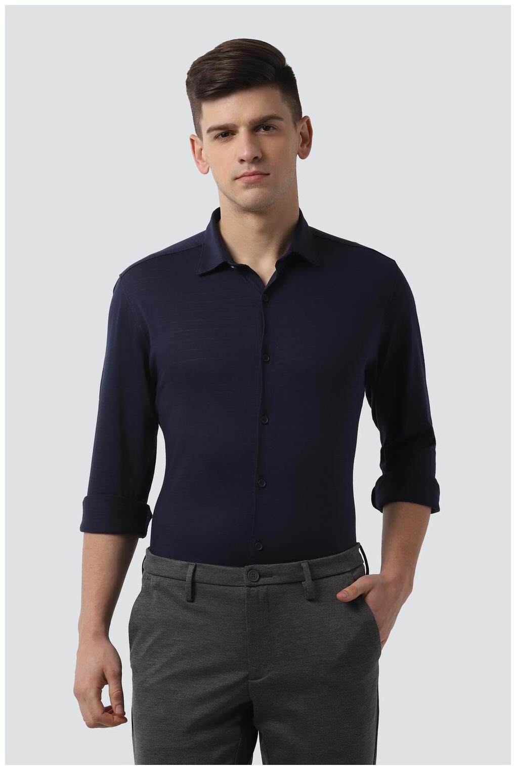 

Peter England Men Super slim fit Formal Shirt - Navy blue