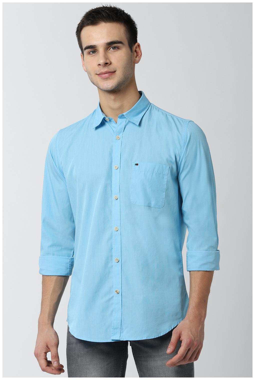 

Peter England Men Blue Solid Slim Fit Casual Shirt