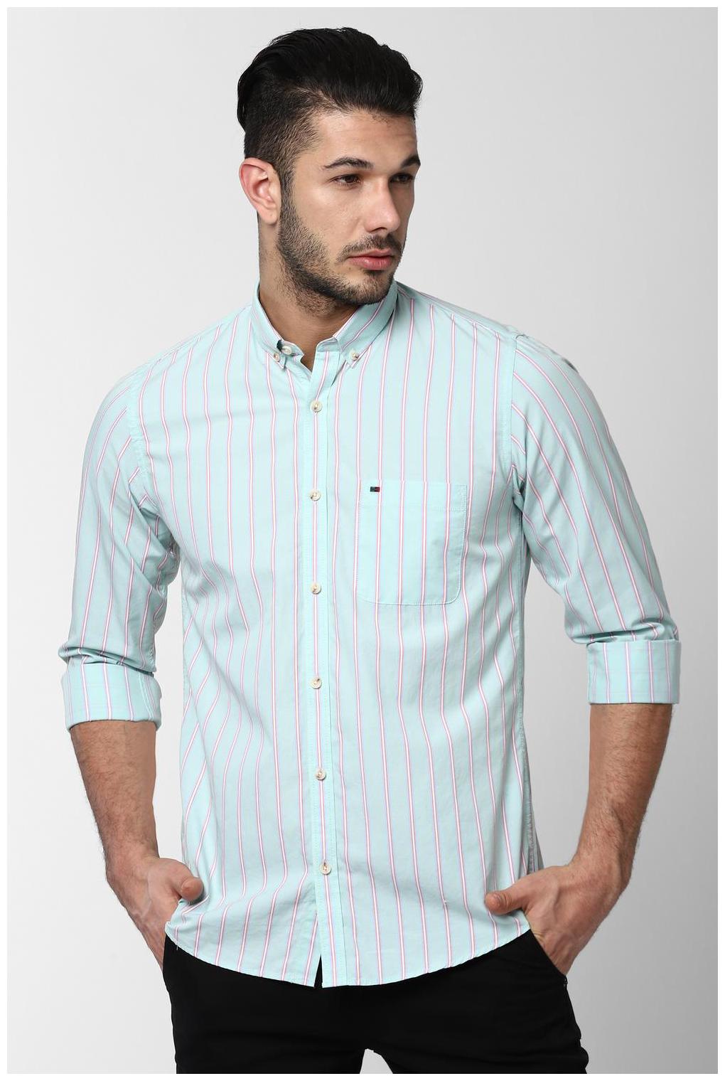 

Peter England Men Blue Vertical Stripes Slim Fit Casual Shirt
