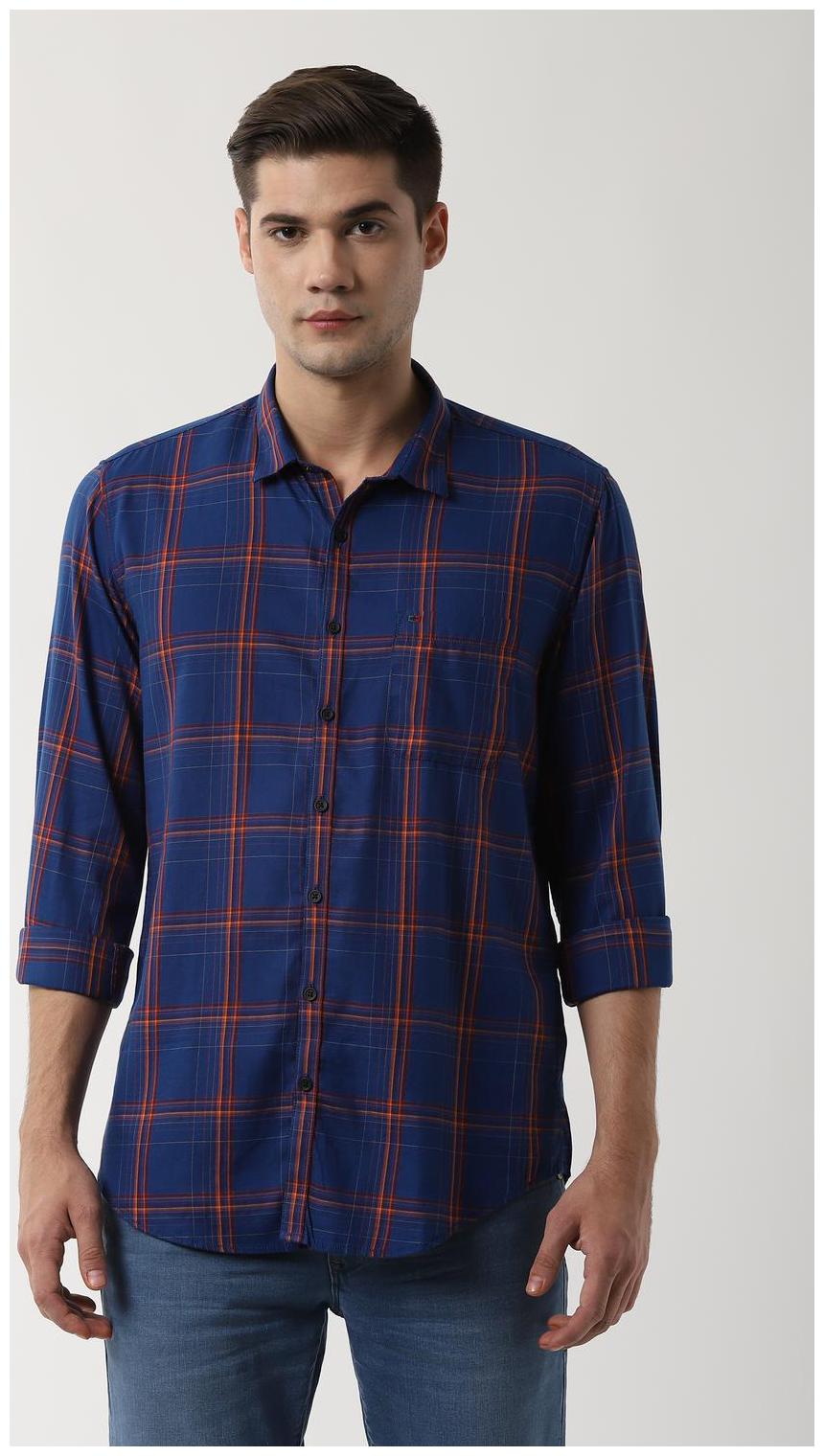 

Peter England Men Blue Checked Slim Fit Casual Shirt
