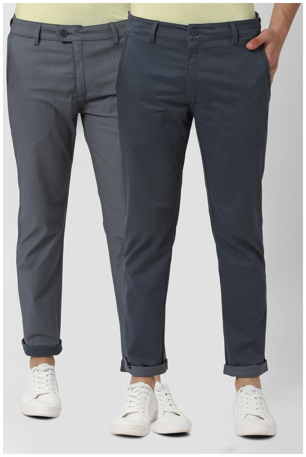 

Peter England Men Grey Textured Slim fit Regular trousers
