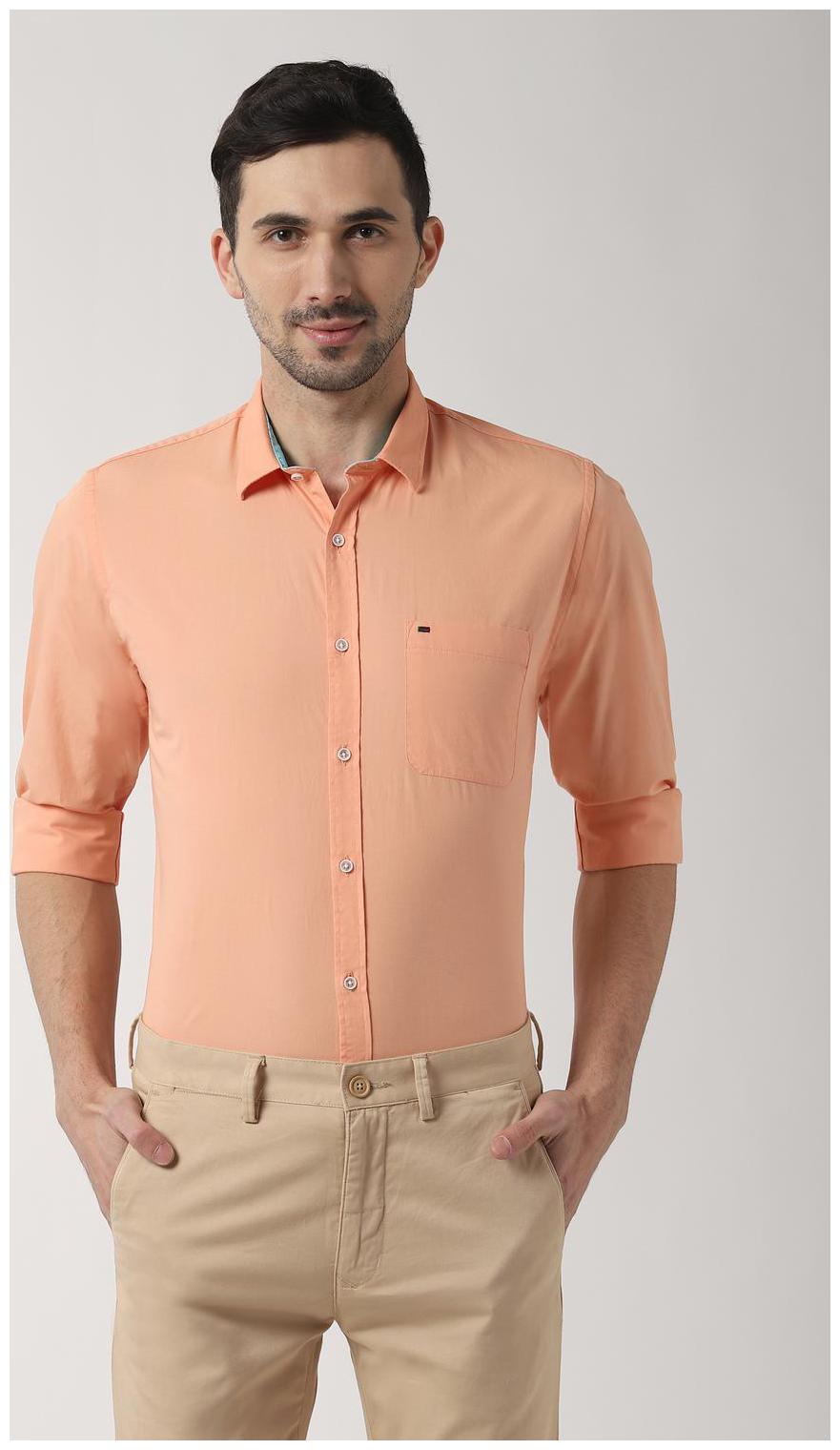 

Peter England Men Peach Solid Slim Fit Casual Shirt