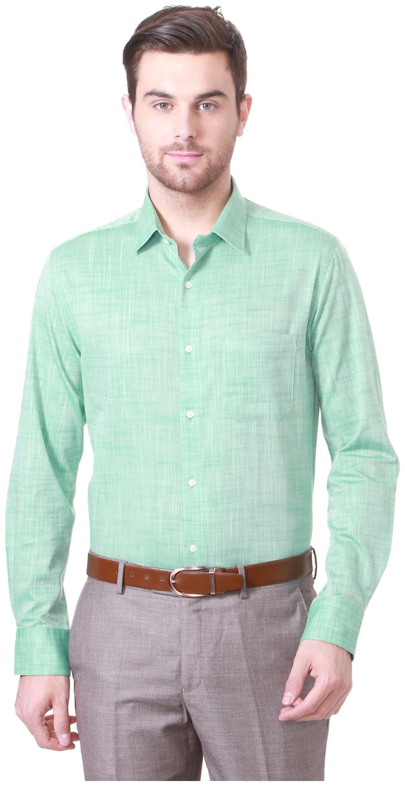 

Peter England Green Premium Cotton Comfort Fit Formal Shirt