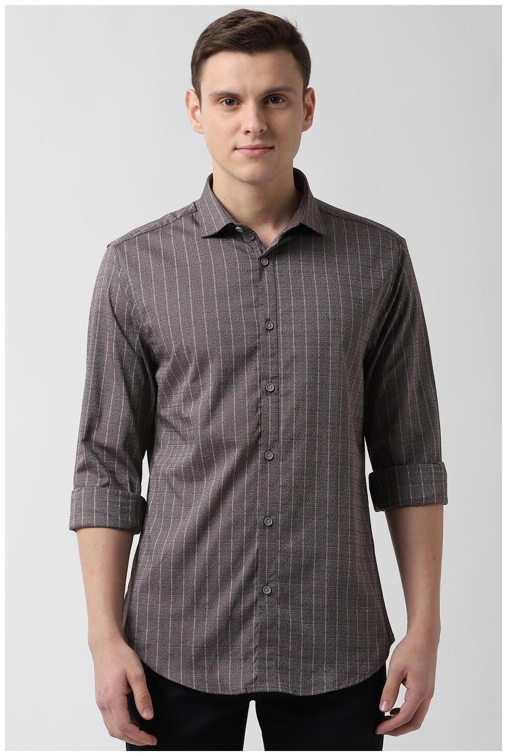 

Peter England Men Grey Checked Super Slim Fit Casual Shirt