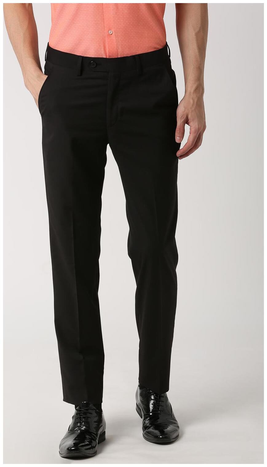 

Peter England Men Solid Slim Fit Formal Trouser - Black