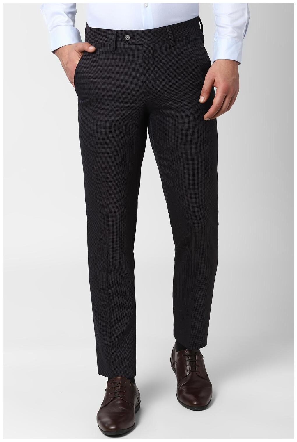 

Peter England Men Textured Slim Fit Formal Trouser - Black