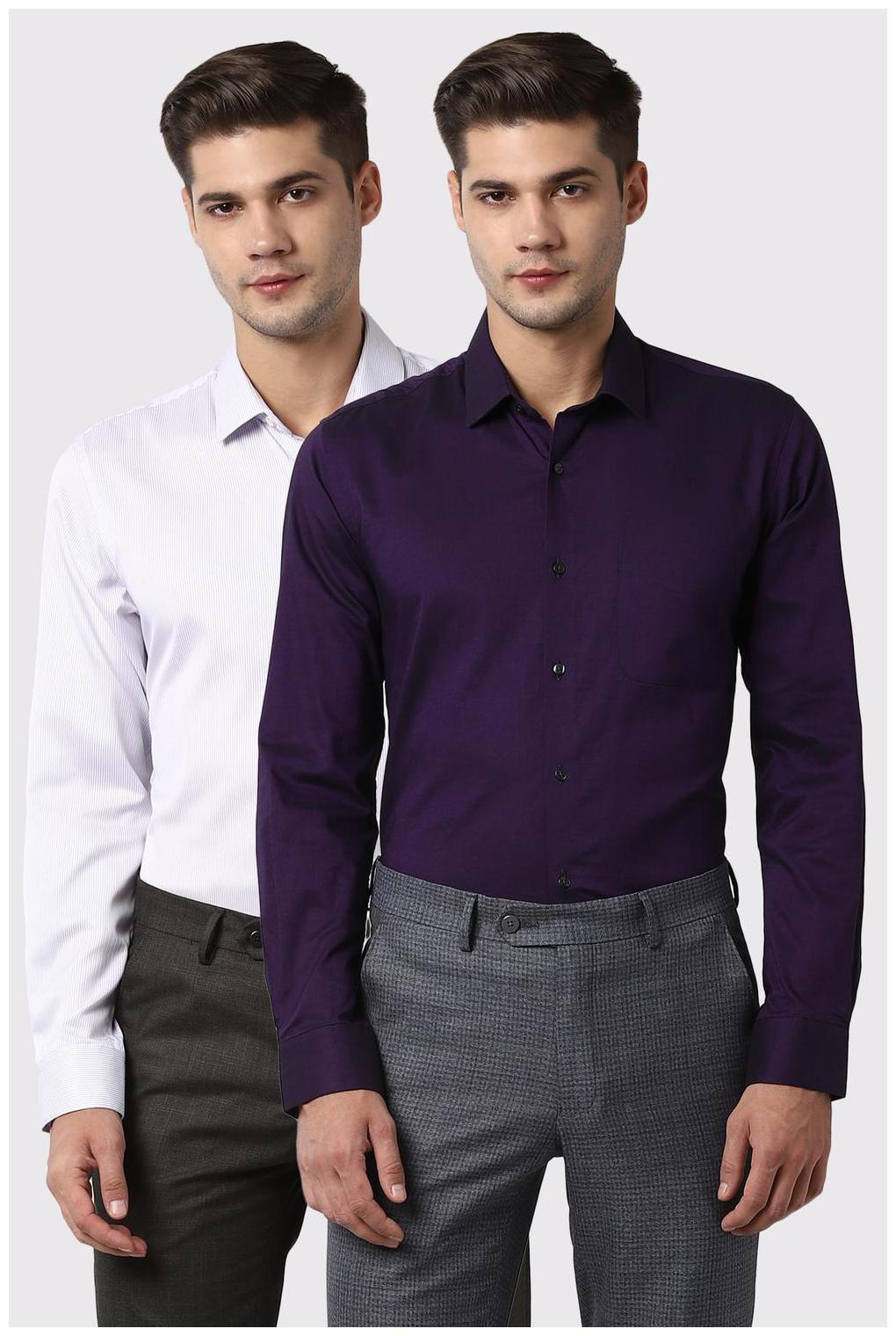 

Peter England Men Slim fit Formal Shirt - Purple