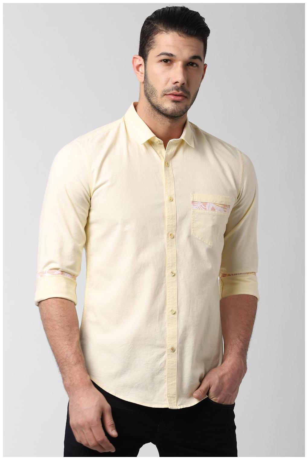 

Peter England Men Yellow Solid Super Slim Fit Casual Shirt