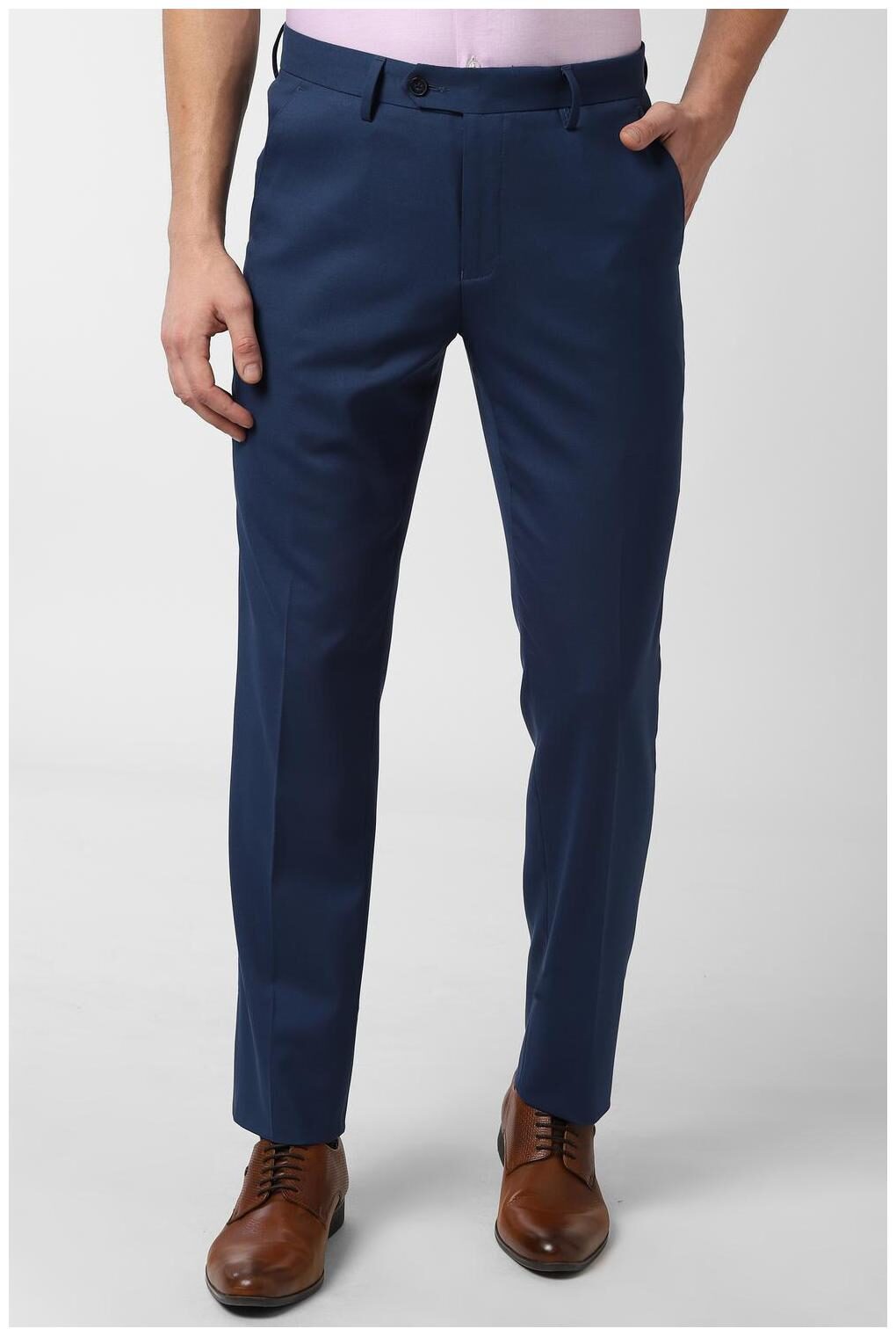 

Peter England Men Solid Slim Fit Formal Trouser - Blue