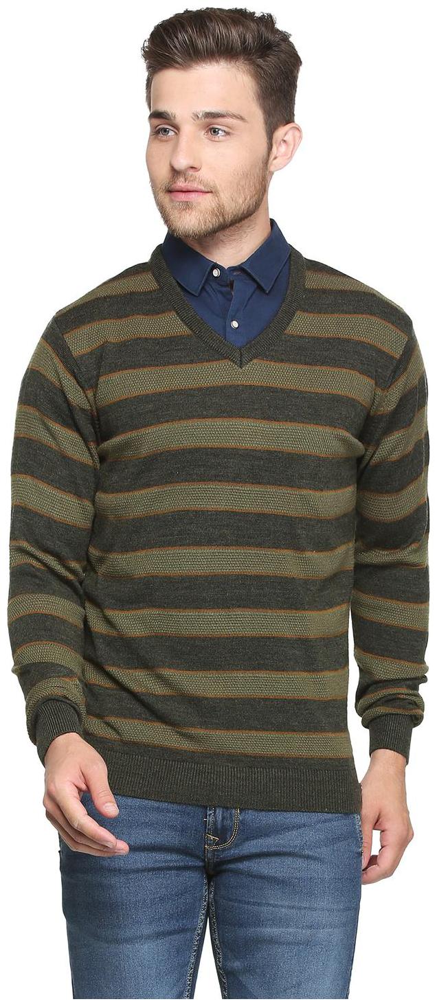 

Peter England Men Green V neck Pullover