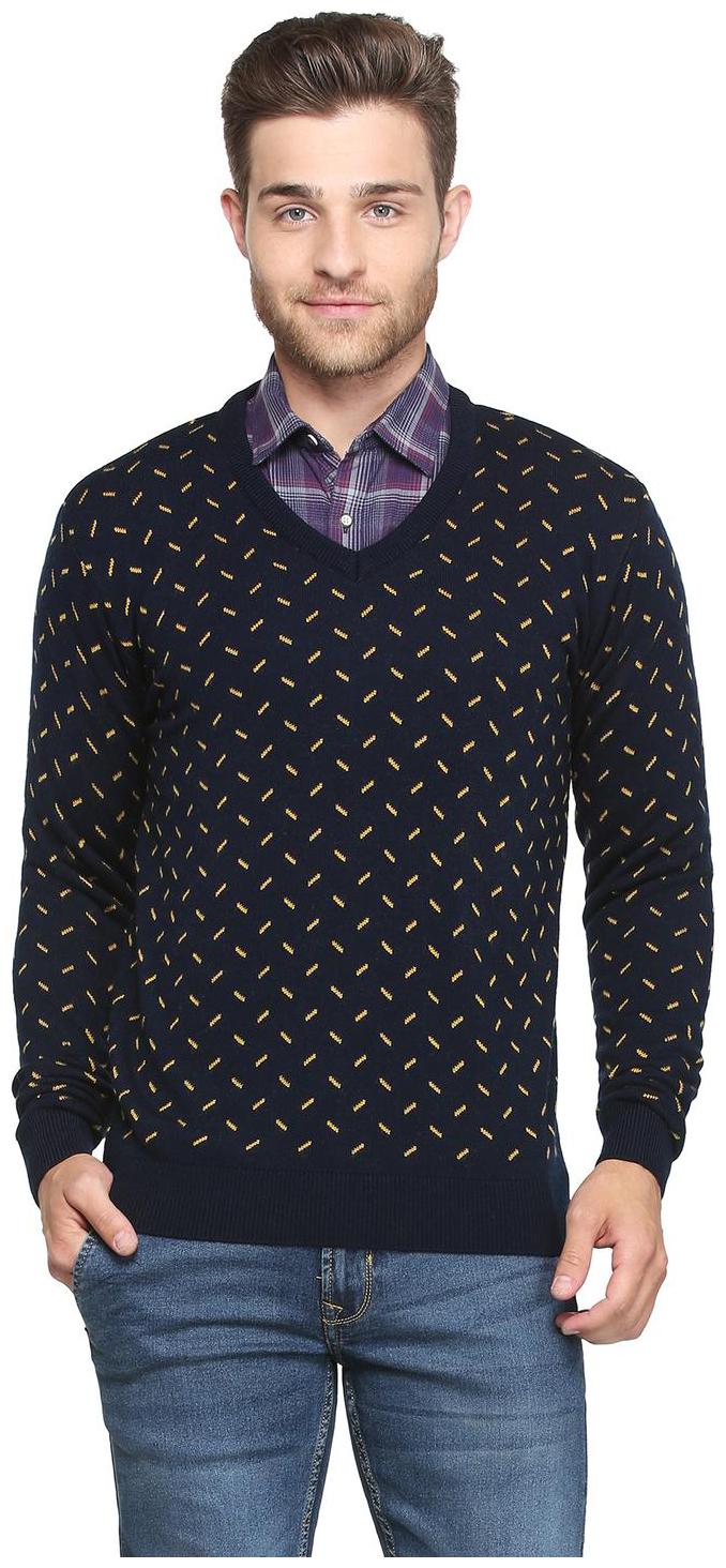 

Peter England Men Blue V neck Pullover