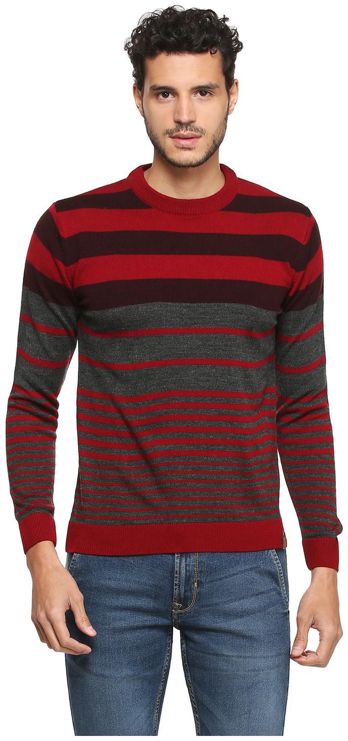

Peter England Men Red Round neck Pullover