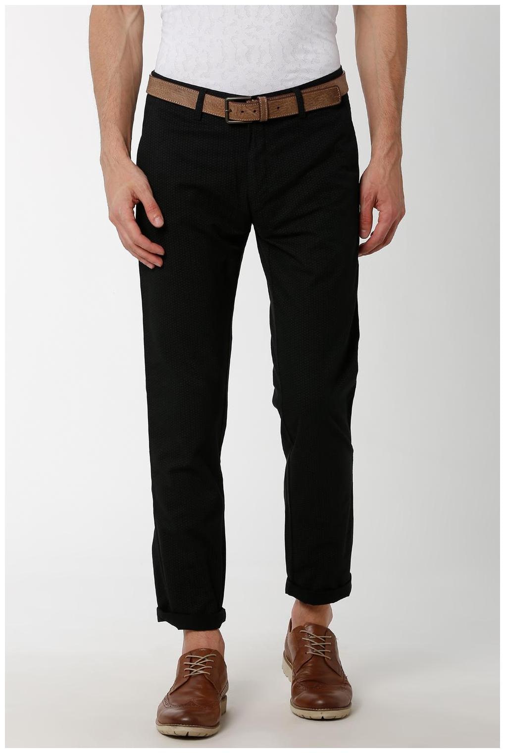 

Peter England Men Black Printed Slim fit Regular trousers